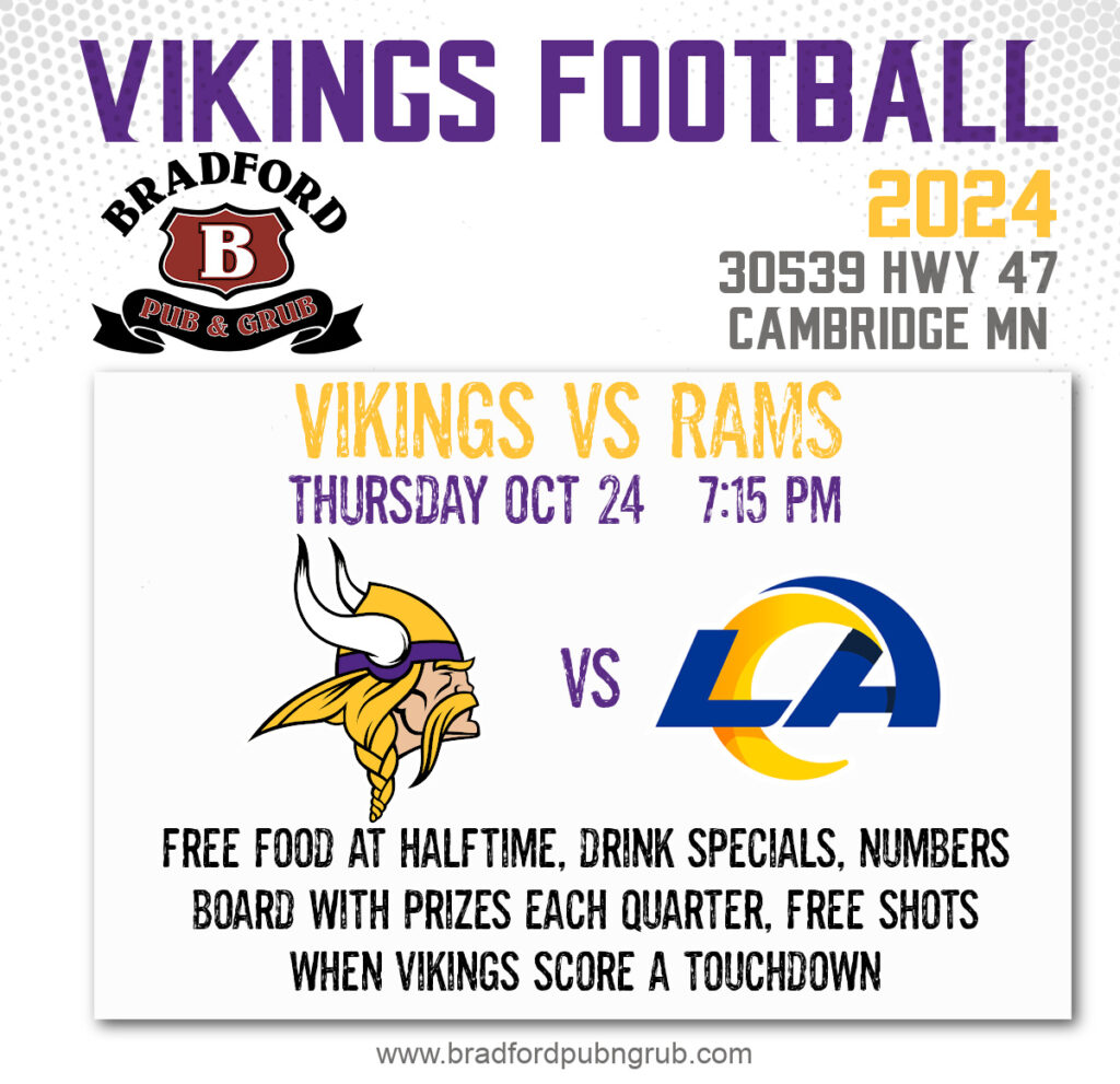 Watch Vikings vs LA Rams at Bradford Pub n Grub