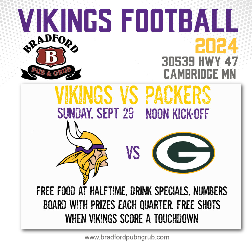 Vikings vs Packers game at Bradford Pubn Grub